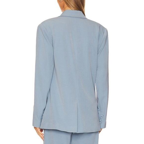 Revolve WeWoreWhat Double Breasted Blazer Suiting Twill Storm Blue Womens M NWT - Picture 2 of 10